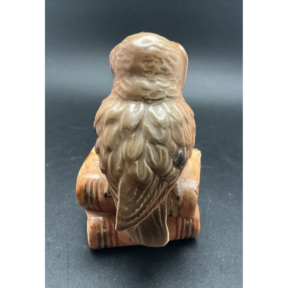 Porcelain Owl Figurine on a Stack of Books With‎ Gilded Corners-Unique